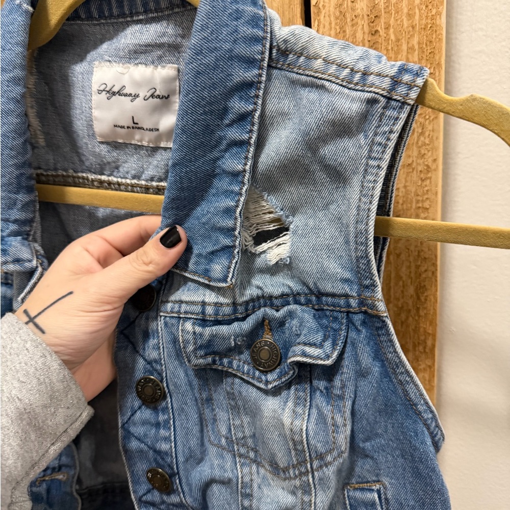 Highway Jeans Denim Vest, Light Wash, Women's Size l #2
